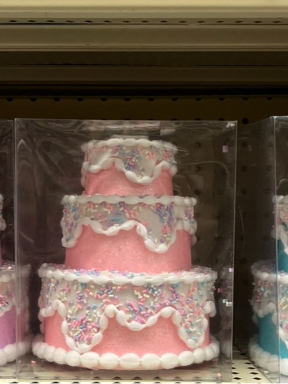 Hobby Lobby Pink Tiered Decorative Cake Centerpiece with White Icing